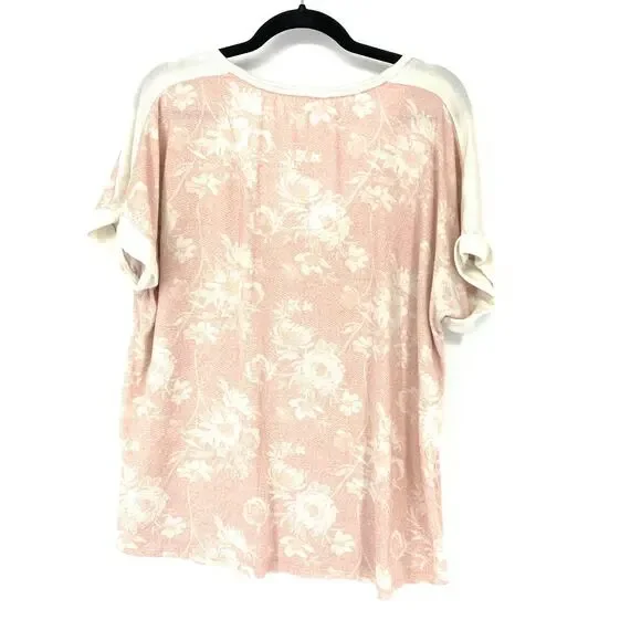 Lucky Brand Women's Size XXL Floral Top & Short 2 Piece Pajama Set Pink Cream - Picture 7 of 10